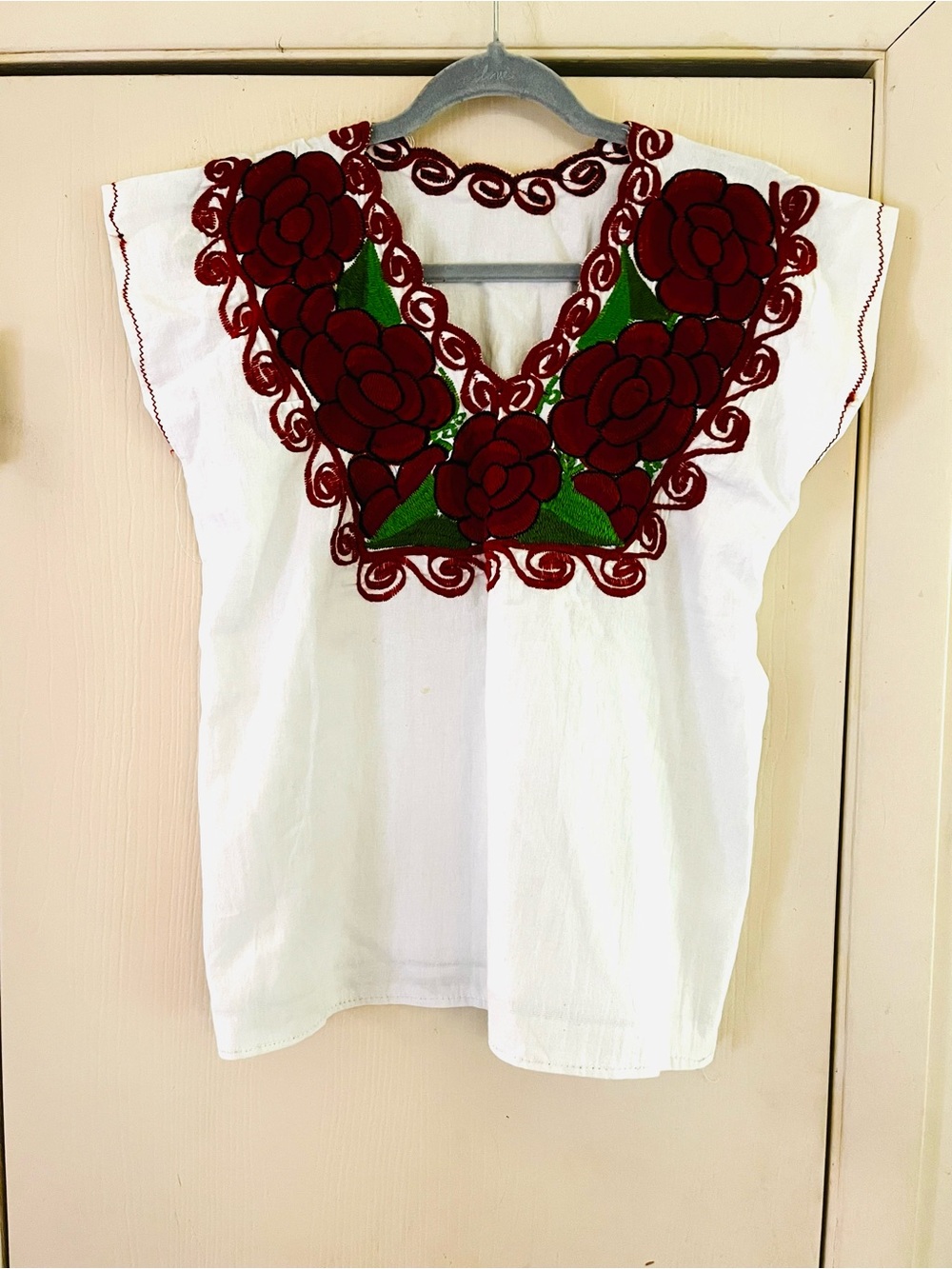 VTG 70s Handmade Mexican Oaxaca Boho Festival Embroidered Hippie Cotton Tunic S